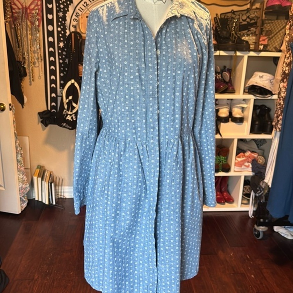J. Crew Light Blue Polka Dot Button-Front Mini Dress - Picture 2 of 14